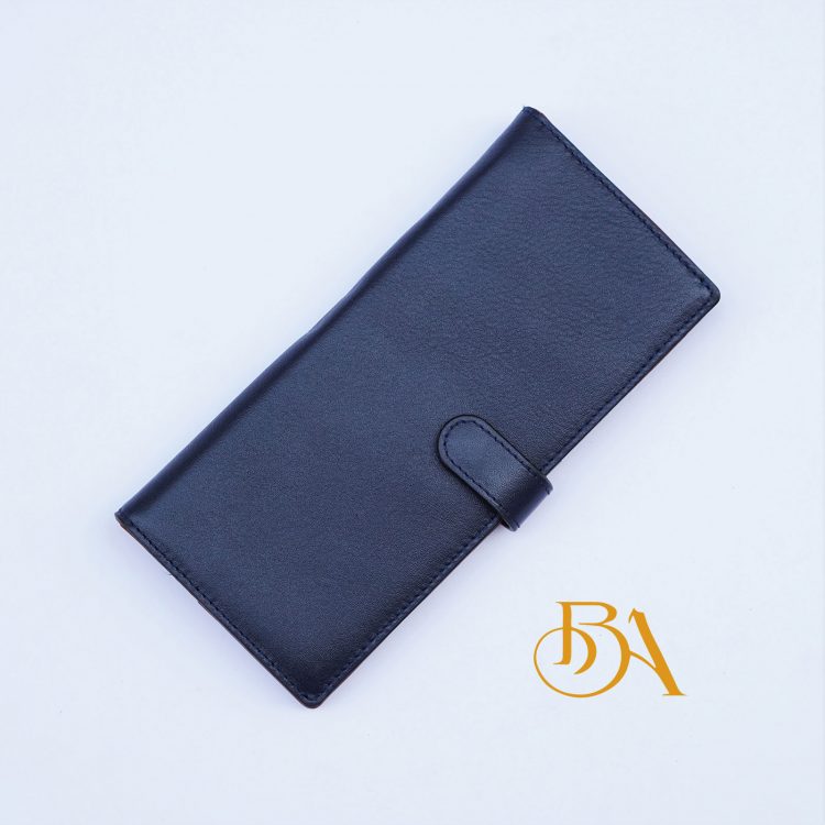 Ví Da Bò Cầm Tay Màu Xanh Navy. Ví Dài Da Thật M066