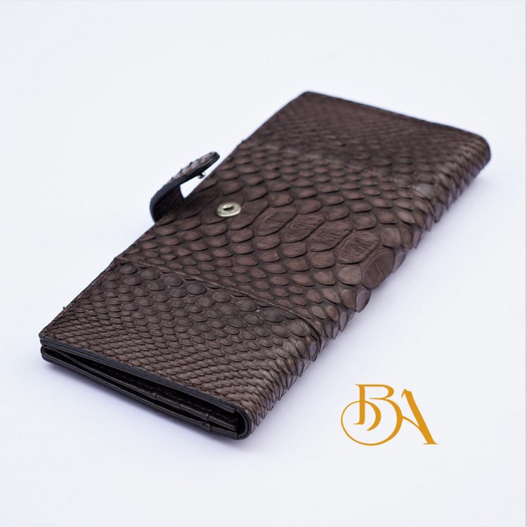 Ví Dài Da Trăn Nhập Khẩu. Ví Dài Da Thật Màu Nâu M061