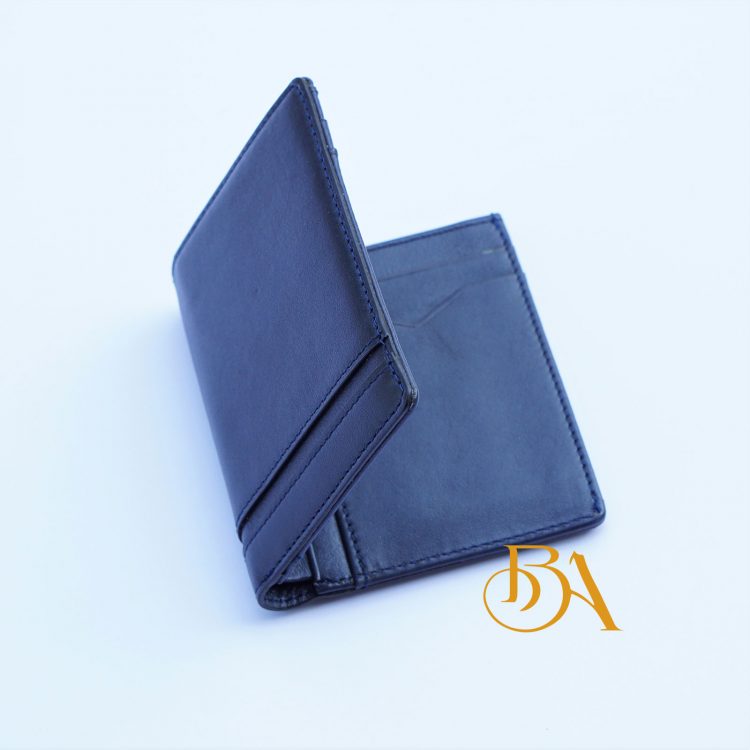 Ví Da Bò Nhập Khẩu Màu Xanh Navy. Ví Nam Da Thật Dáng Đứng M048