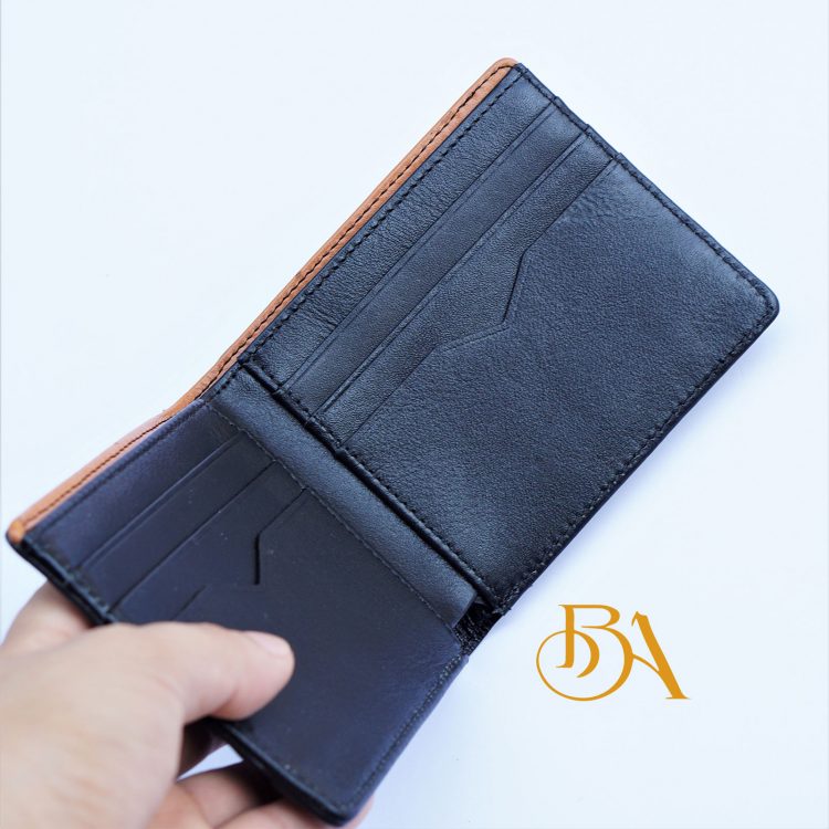 Ví Da Bò Nhập Khẩu Màu Đen. Ví Nam Da Thật Dáng Ngang M076