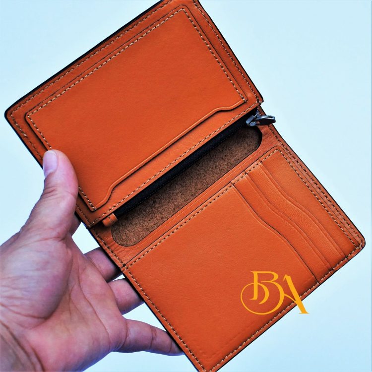 Ví Đựng Thẻ Da Bò Màu Vàng Cam. Ví Name Card Da Bò Nappa M082