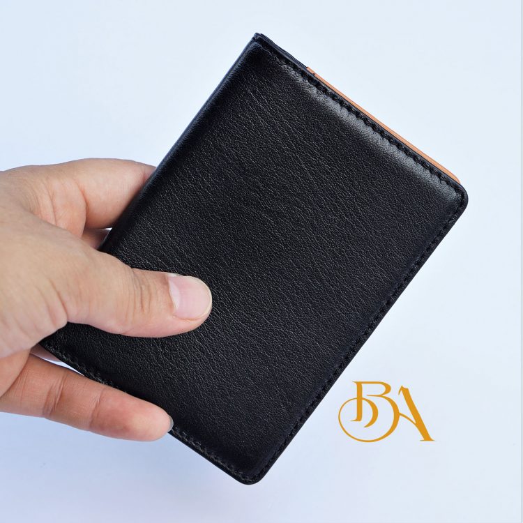 Ví Đựng Thẻ Da Bò Màu Đen. Ví Name Card Da Bò Nappa M054