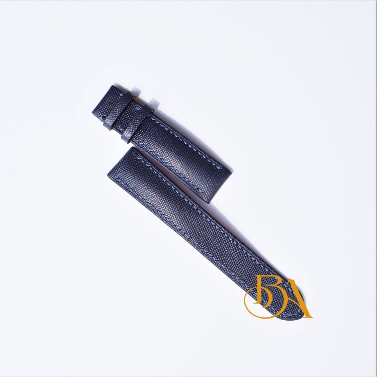 Dây đồng hồ Saffiano nhập khẩu, Dây đồng hồ da bê Handmade xanh navy CO149