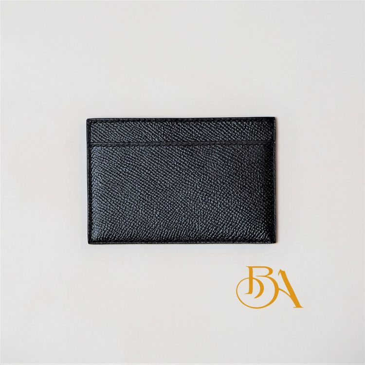 Ví đựng card da Epsom Handmade, ví card da bò nhập khẩu màu đen CWL154