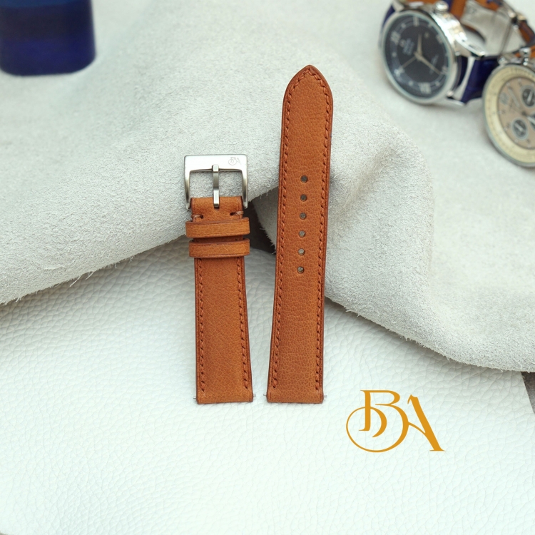 Dây đồng hồ da dê Wax màu nâu vàng GO115