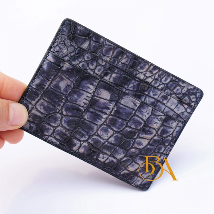 Ví đựng card Nubuck xanh đen