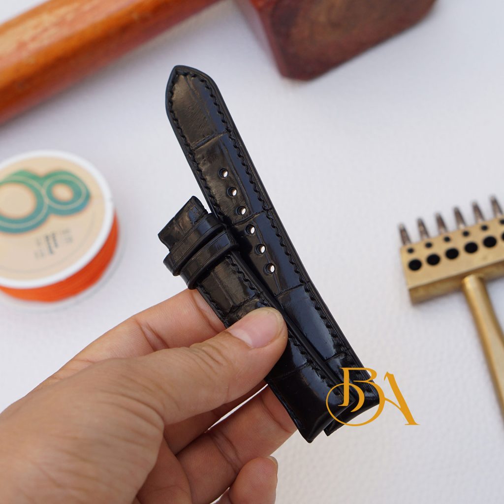 Dây da cá sấu đen cho đồng hồ Tissot