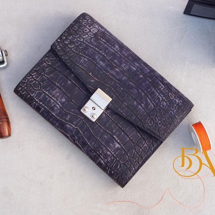 Clutch da cá sấu Nubuck cao cấp