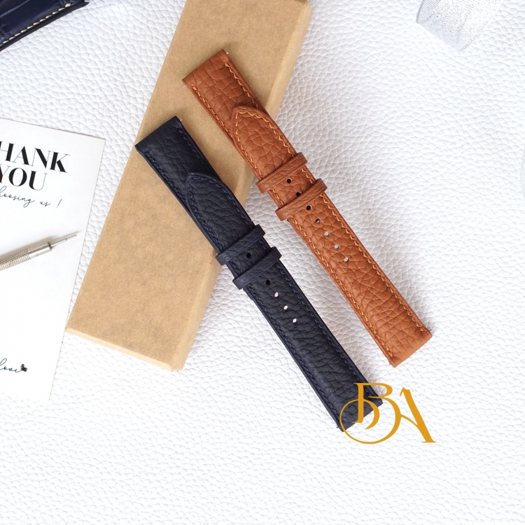 Dây da bê Togo Handmade, dây đồng hồ kèm chốt thông minh CO152