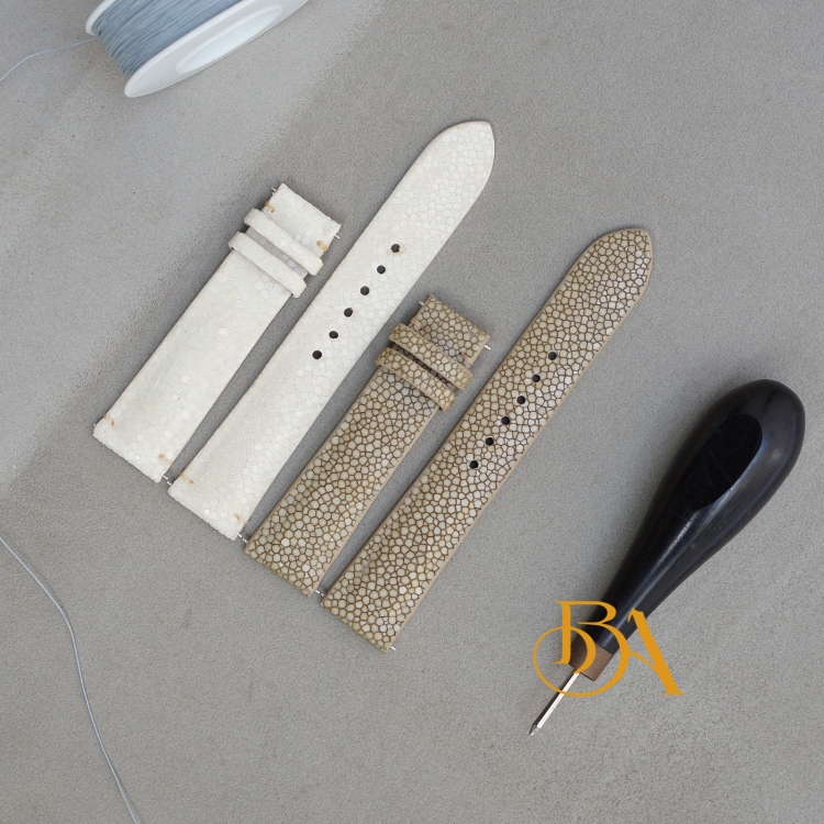 Dây da cá đuối Handmade, dây đồng hồ cá đuối nhập khẩu STG010