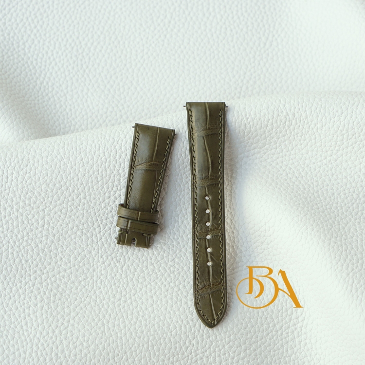 Dây da cá sấu Handmade có chốt thông minh, quai đồng hồ cá sấu nhập khẩu AL133