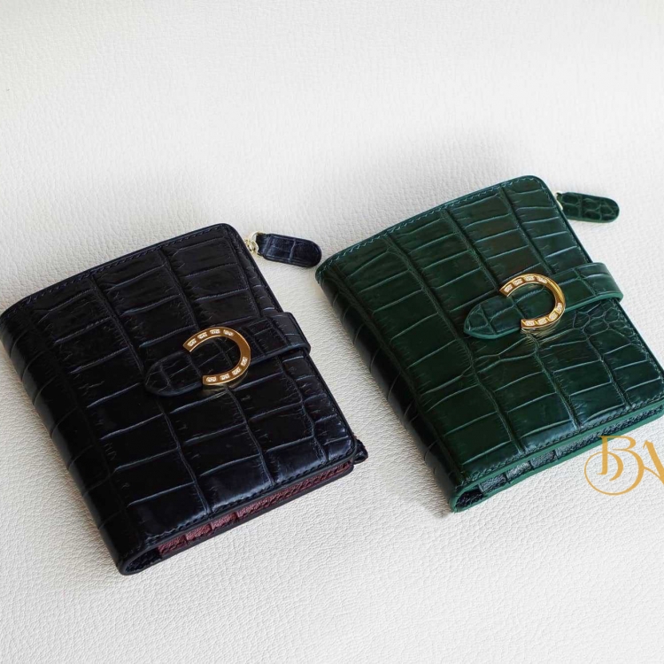 Ví cá sấu kết hợp da dê nhập khẩu cho nữ, ví nữ cầm tay cao cấp WWL19