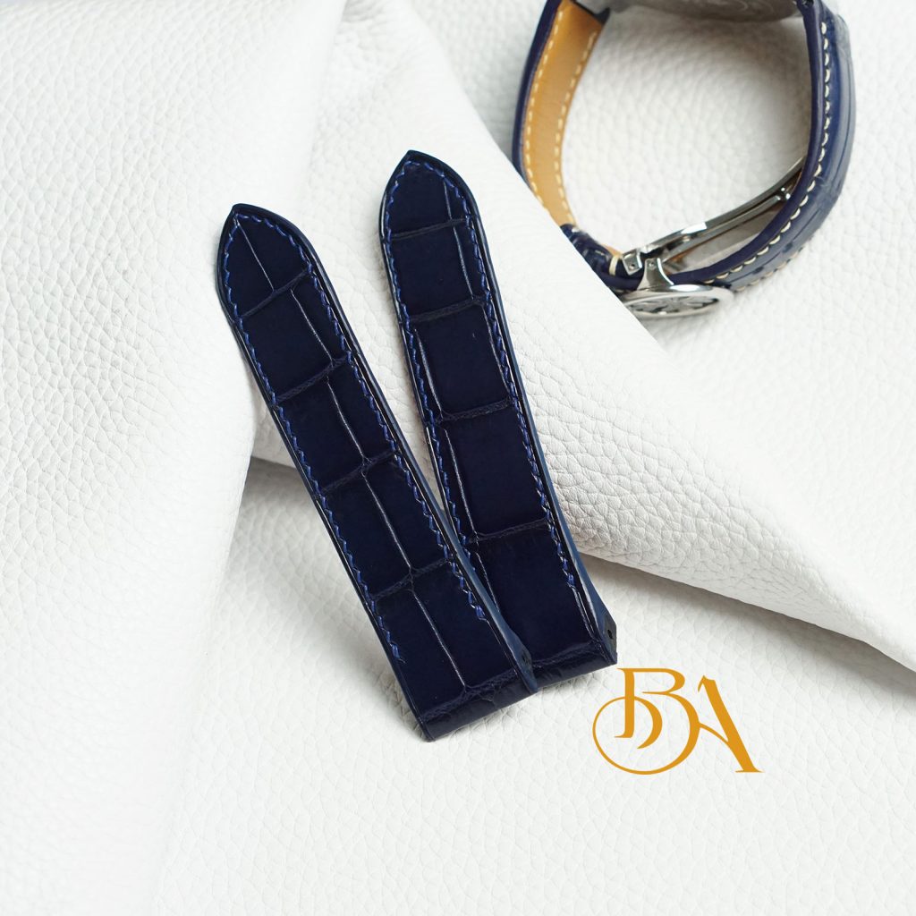 Dây da cá sấu xanh blue cho Cartier
