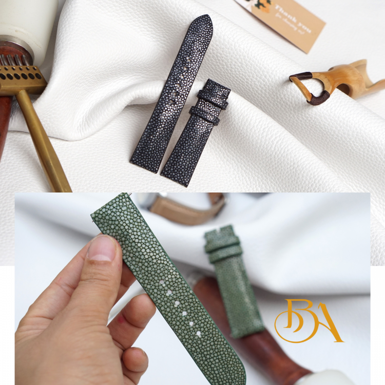 Dây đồng hồ cá đuối xịn, dây da cá đuối Handmade STG011