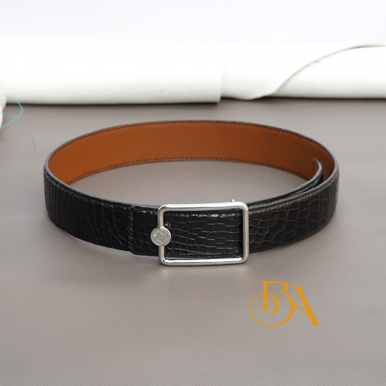 Thắt lưng da cá sấu Handmade màu đen ALB109