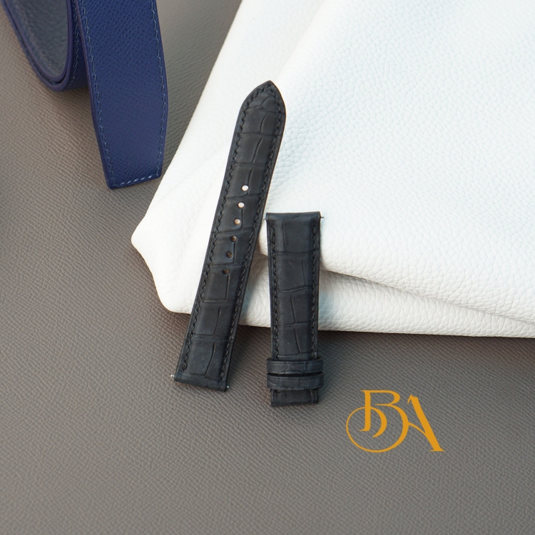 Dây đồng hồ da cá sấu Nubuck Handmade cao cấp AL136