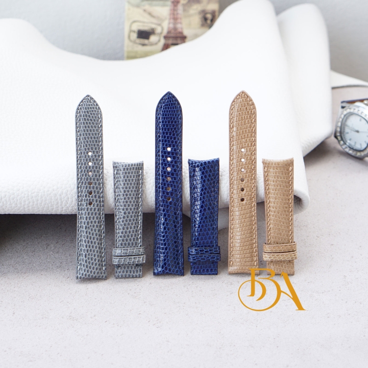 Dây đồng hồ da kỳ đà đầu chốt cong