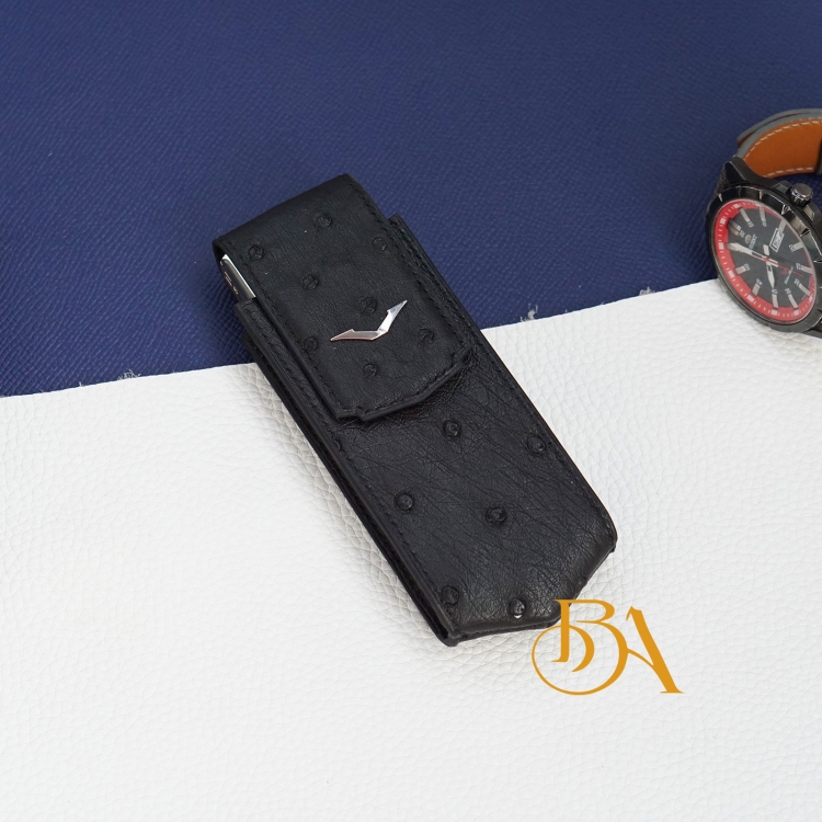 Bao da Vertu Signature da đà điểu màu đen LC118