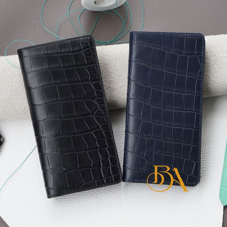 Ví cầm tay da cá sấu Alligator nhập khẩu, ví dài Handmade LWL125