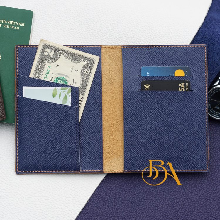 Bao da hộ chiếu handmade, ví passport da bê Epsom Pháp LPP03