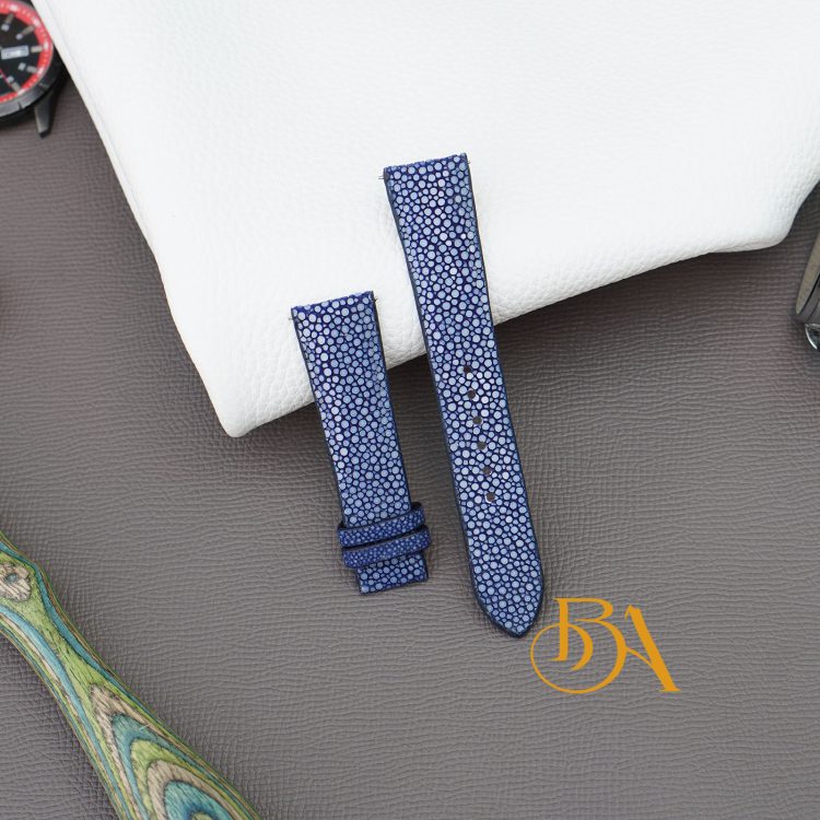 Dây đồng hồ da cá đuối xanh navy STG014