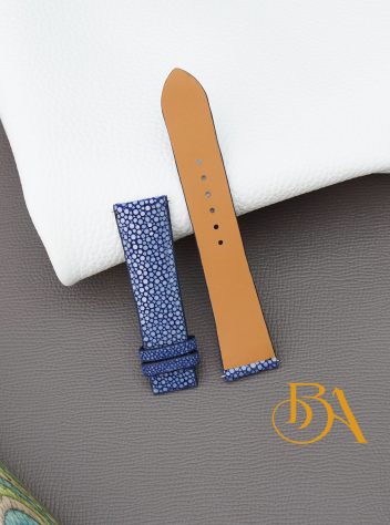 Dây đồng hồ da cá đuối xanh navy STG014